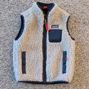 Patagonia Kids Sherpa Fleece Vest - Cream and Black